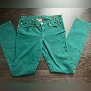 Tory Burch Ivy Super Skinny Green Jeans Sz‎ 29